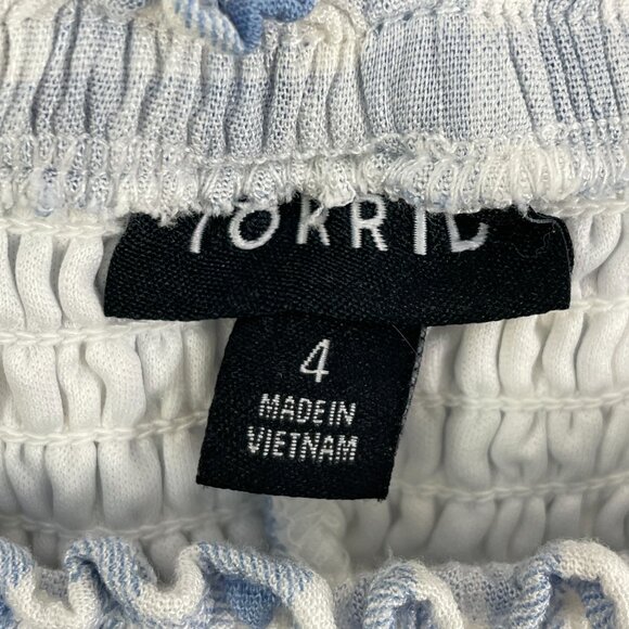 TORRID Womens Plus 4X Smocked Bodice Long Sleeve Blouse Gingham Blue Peplum Top - Picture 4 of 8